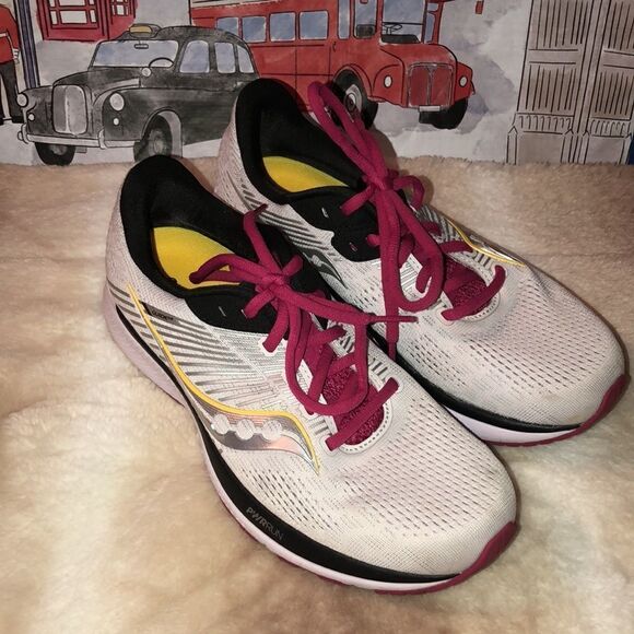 Saucony 8 Guide 14 Running Sneakers in Light Gray Burgundy - Picture 4 of 13